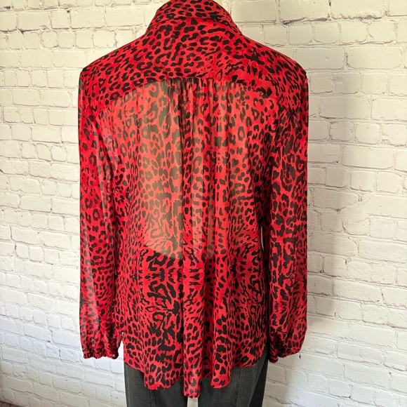 INC Long Sleeve Red & Black Animal Print Button Down Shirt—EUC--Sz PL - Picture 5 of 12
